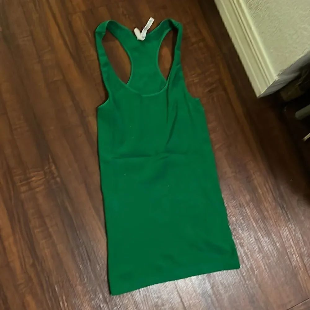 Green Ribbed Tank Top One Size Fits All - Excellent Condition Stretch Racerback